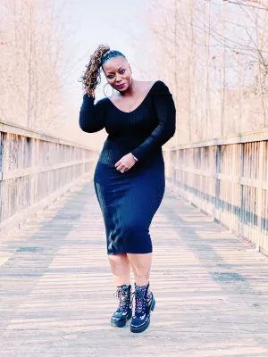 Off the Shoulder Ribbed Dress