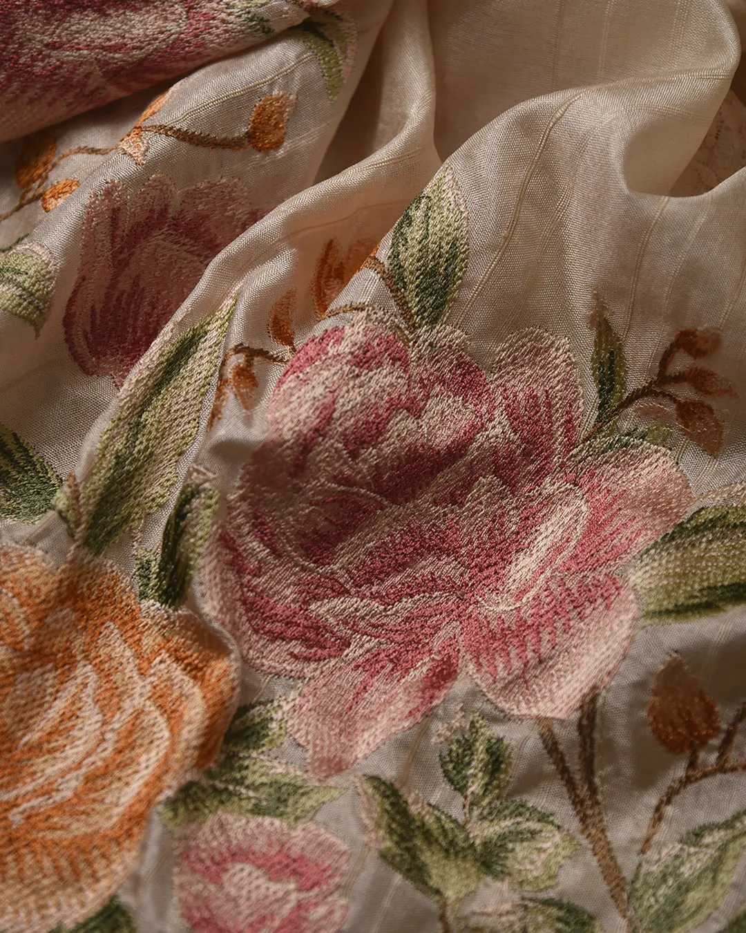 Off White Cotton Silk Blend Embroidered Saree With Cotton Silk Blouse
