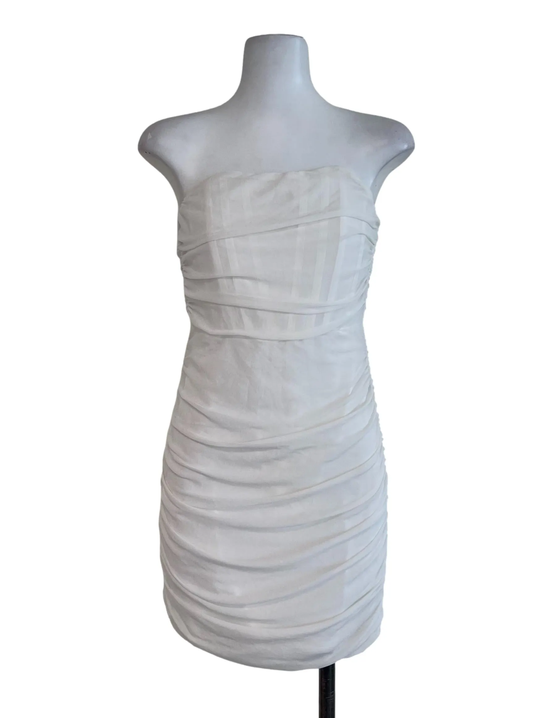 Off White Ruffle Sheath Dress