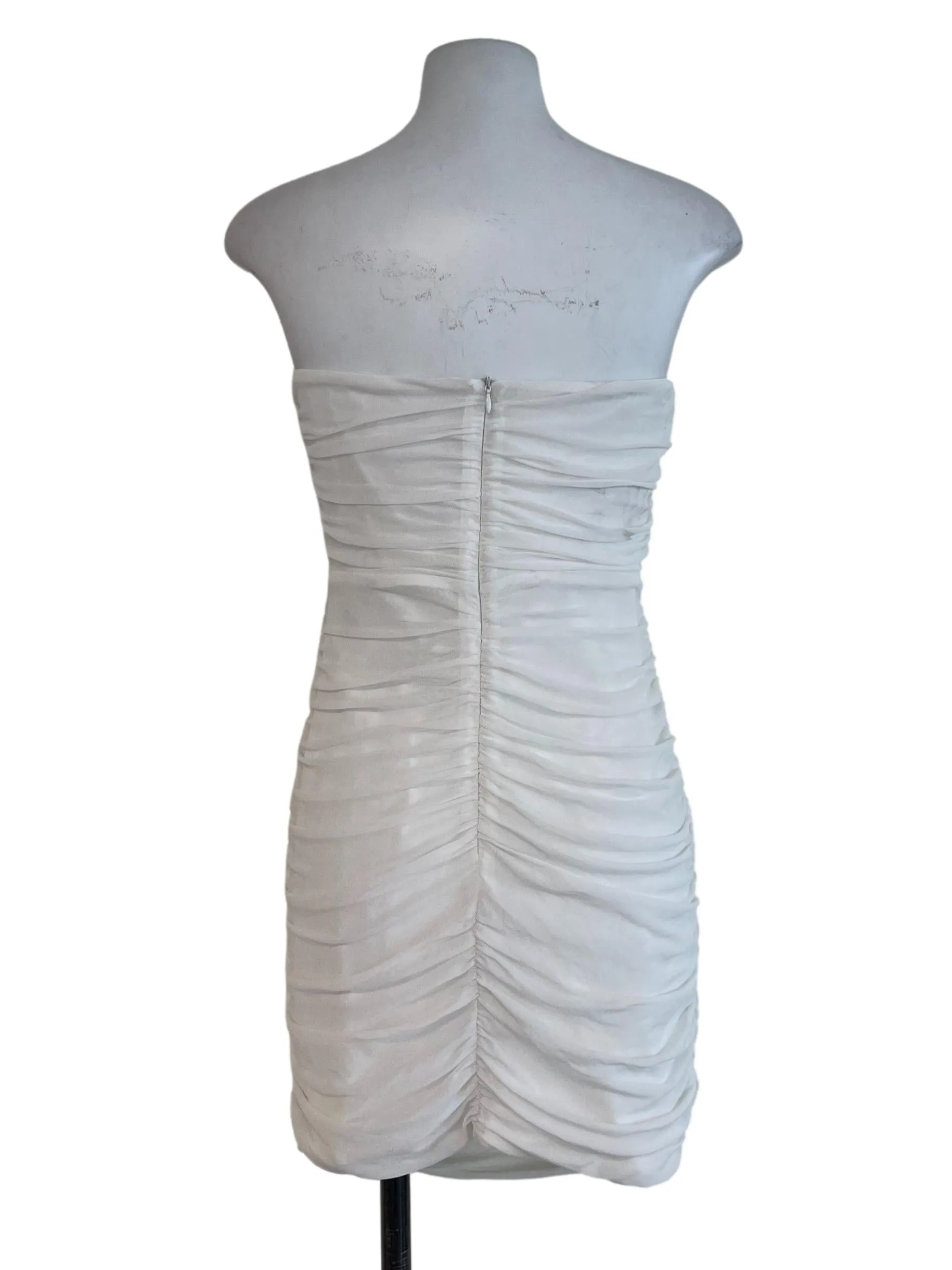 Off White Ruffle Sheath Dress