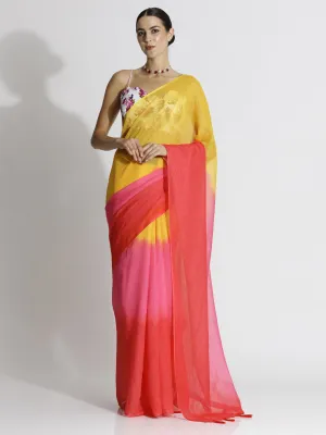 Ombre Daily Wear Pure Linen Red Saree