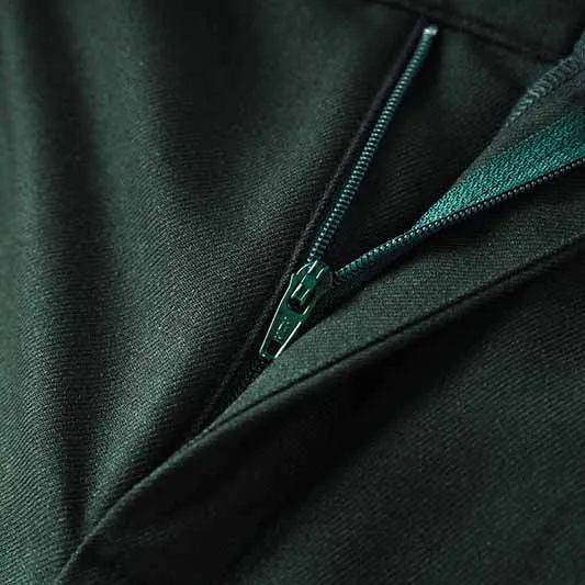 One Button Dark Green Pantsuit Fitted Blazer   Mid-High Rise Trousers Pantsuit Suit Formal Wear