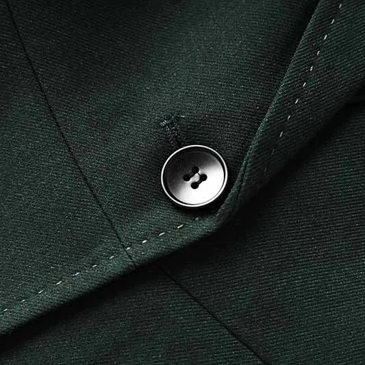 One Button Dark Green Pantsuit Fitted Blazer   Mid-High Rise Trousers Pantsuit Suit Formal Wear