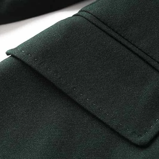 One Button Dark Green Pantsuit Fitted Blazer   Mid-High Rise Trousers Pantsuit Suit Formal Wear