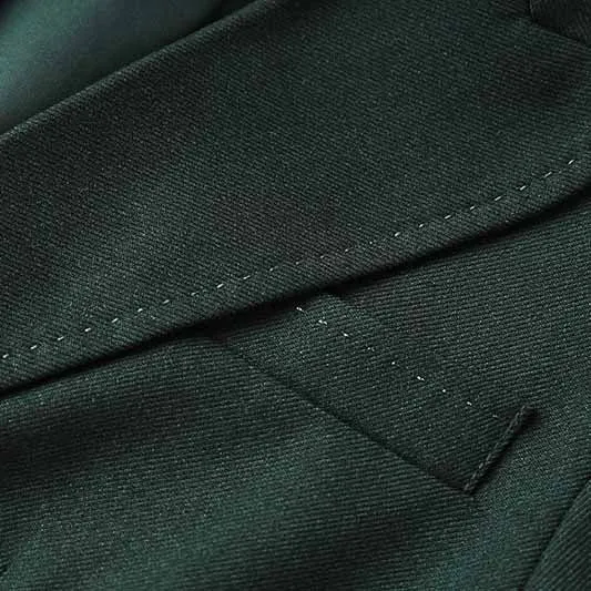 One Button Dark Green Pantsuit Fitted Blazer   Mid-High Rise Trousers Pantsuit Suit Formal Wear