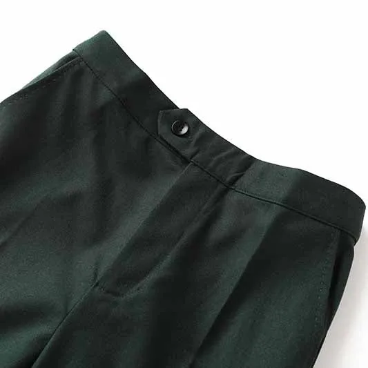 One Button Dark Green Pantsuit Fitted Blazer   Mid-High Rise Trousers Pantsuit Suit Formal Wear