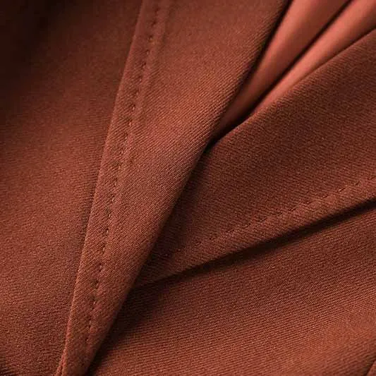 One Button Rust Brown Pantsuit Fitted Blazer   Mid-High Rise Trousers Pantsuit Suit Formal Wear