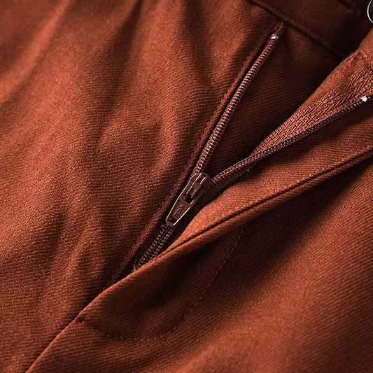 One Button Rust Brown Pantsuit Fitted Blazer   Mid-High Rise Trousers Pantsuit Suit Formal Wear
