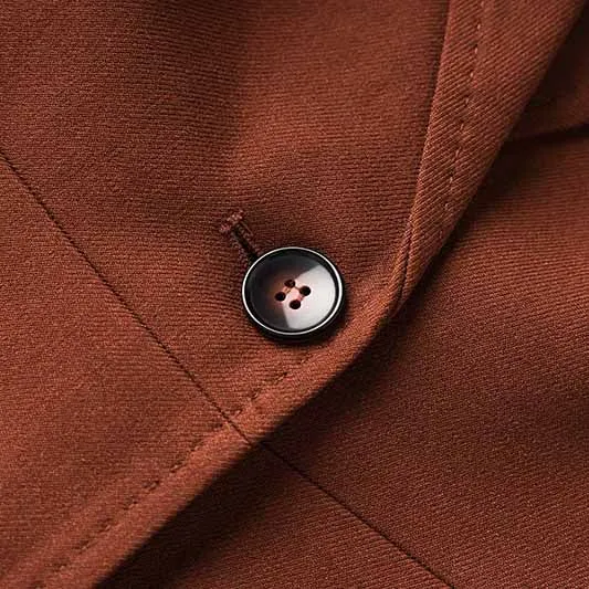 One Button Rust Brown Pantsuit Fitted Blazer   Mid-High Rise Trousers Pantsuit Suit Formal Wear