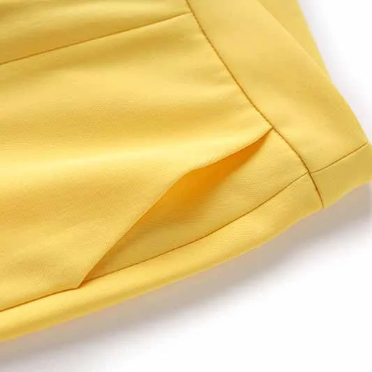 One Button Yellow Pantsuit Fitted Blazer   Mid-High Rise Trousers Pantsuit Suit Formal Wear