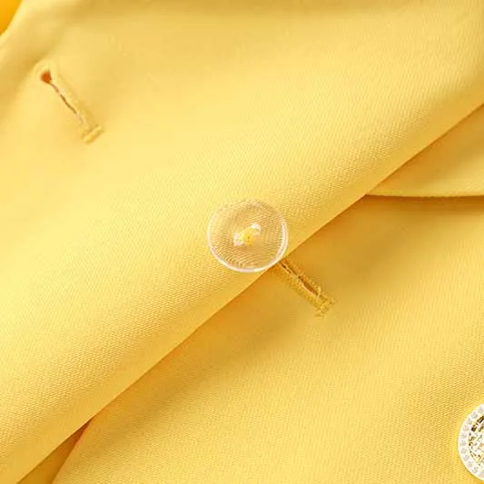 One Button Yellow Pantsuit Fitted Blazer   Mid-High Rise Trousers Pantsuit Suit Formal Wear