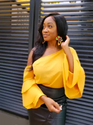 One Shoulder Ruffle Blouse