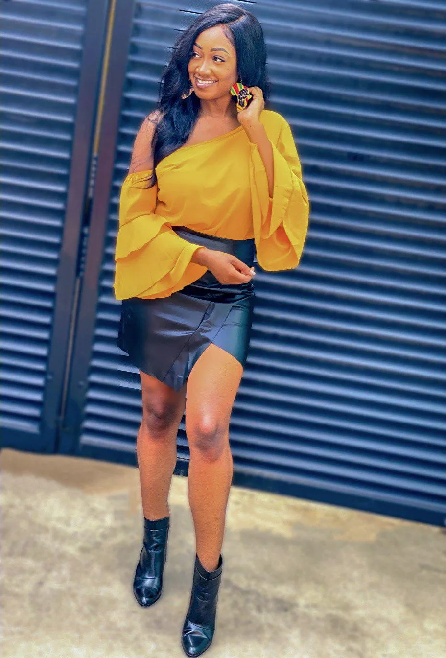 One Shoulder Ruffle Blouse