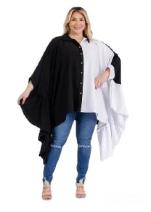 One Size Black & White Butterfly Top