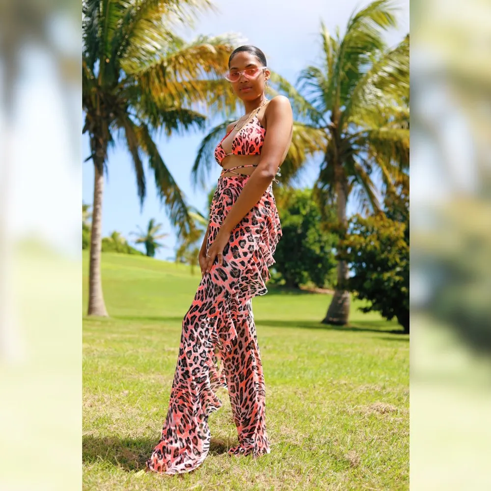 Orange Leopard Three Piece Set
