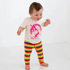 Organic Cotton Kids T-Shirt | Neon Pink Pony on Natural Heather
