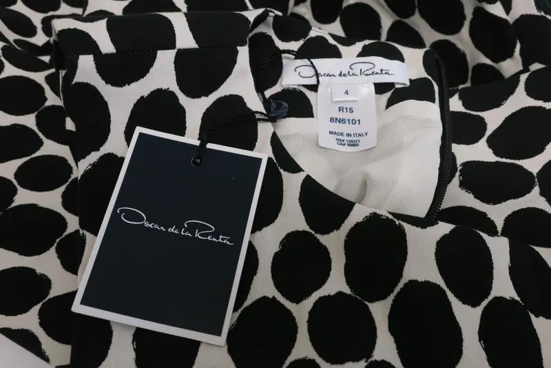 Oscar de la Renta Dress Black/White Polka Dot Print Size 4 Sleeveless Sheath NEW
