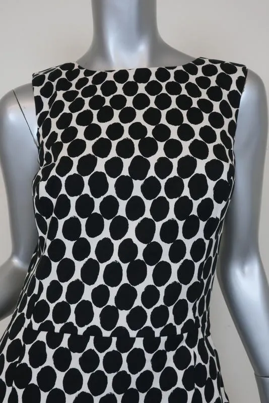 Oscar de la Renta Dress Black/White Polka Dot Print Size 4 Sleeveless Sheath NEW