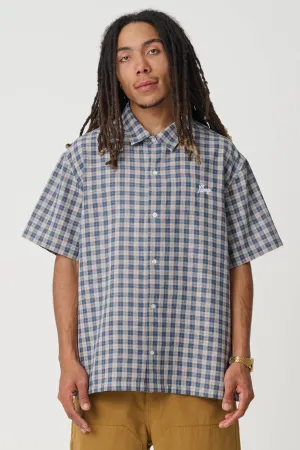 OXFORD SCRIPT SHIRT - NAVY / TAN