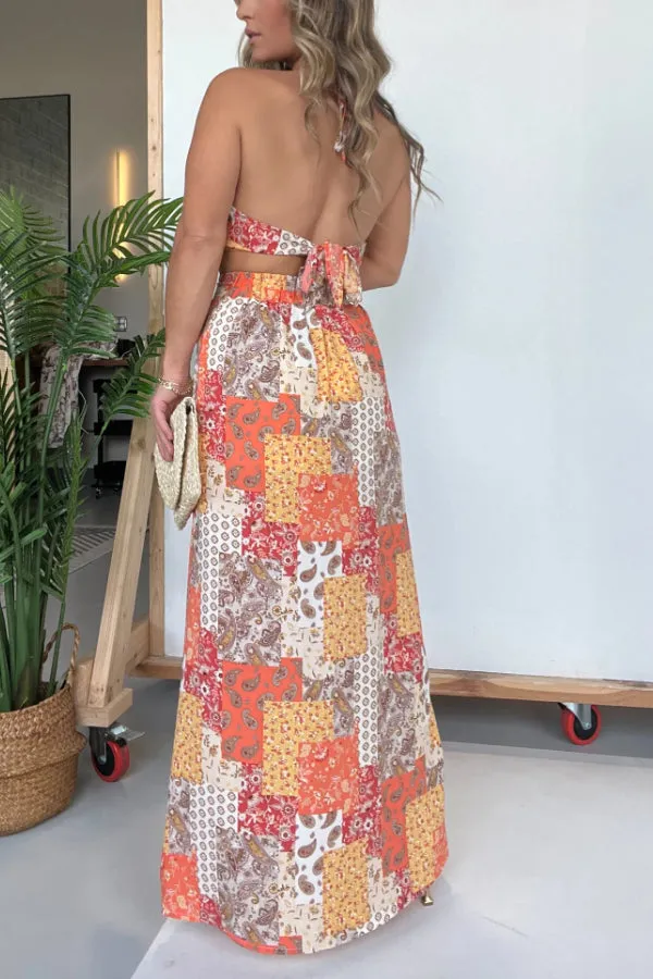 Patchwork Skirt Suit
