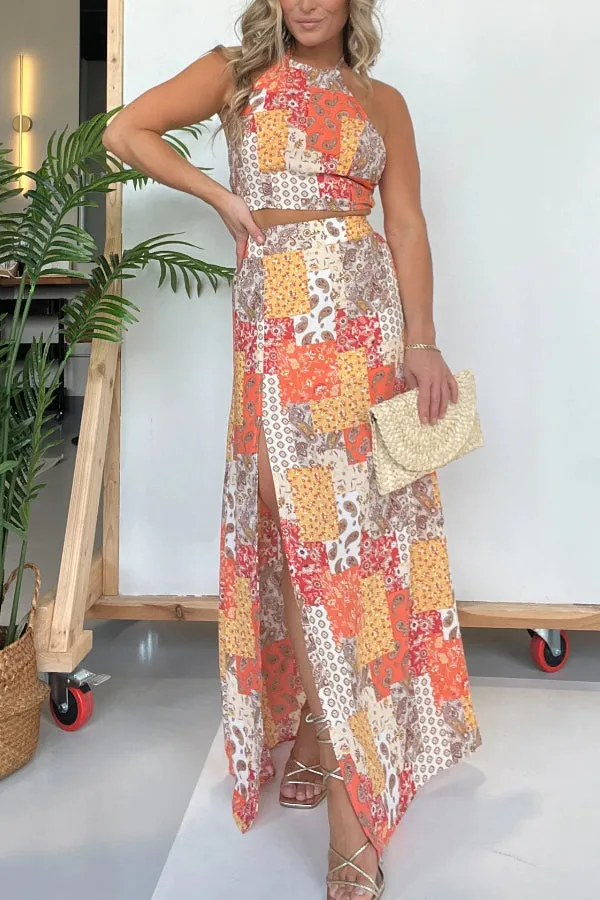 Patchwork Skirt Suit
