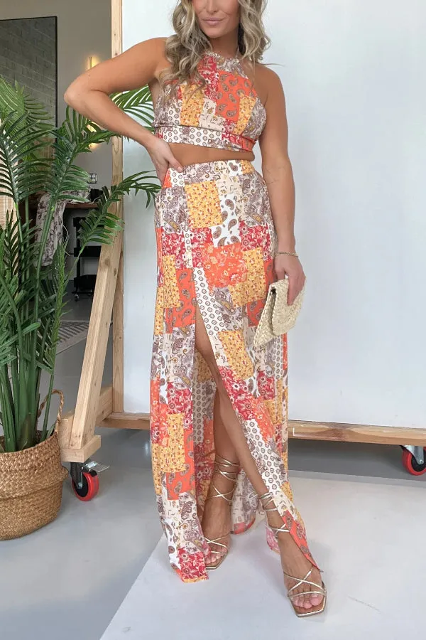 Patchwork Skirt Suit
