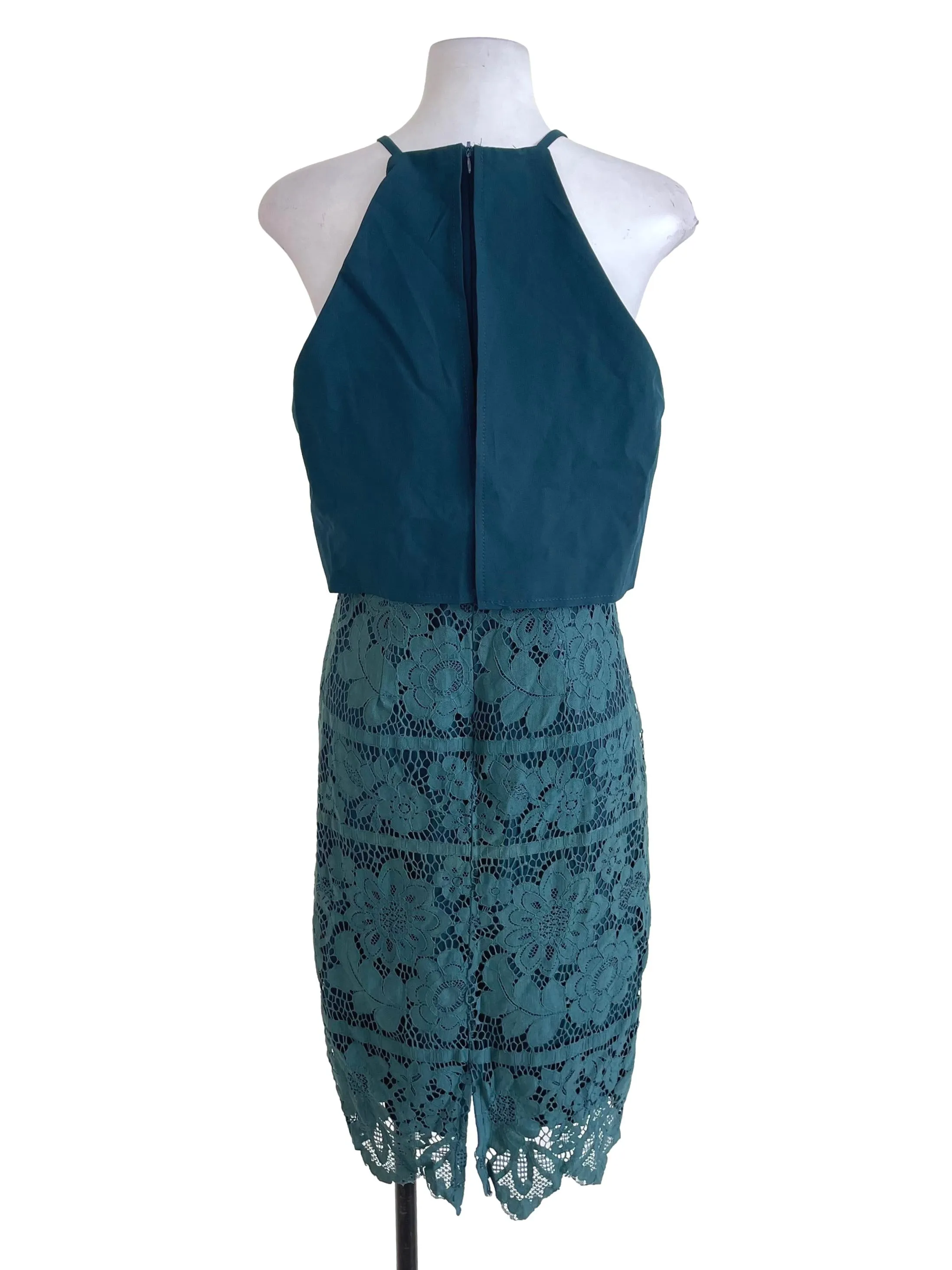 Peacock Blue Lace Sheath Dress