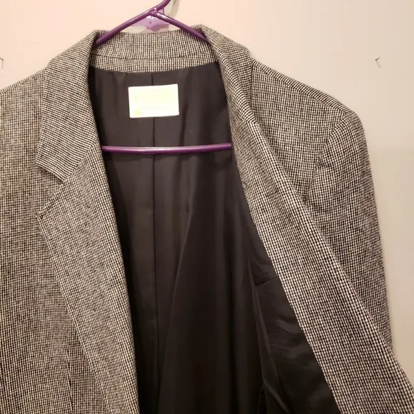 Pendleton Wool Suit Skirt Set Black White Houndstooth Suit Size 12 Skirt Size 14
