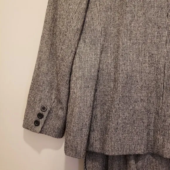 Pendleton Wool Suit Skirt Set Black White Houndstooth Suit Size 12 Skirt Size 14