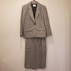 Pendleton Wool Suit Skirt Set Black White Houndstooth Suit Size 12 Skirt Size 14