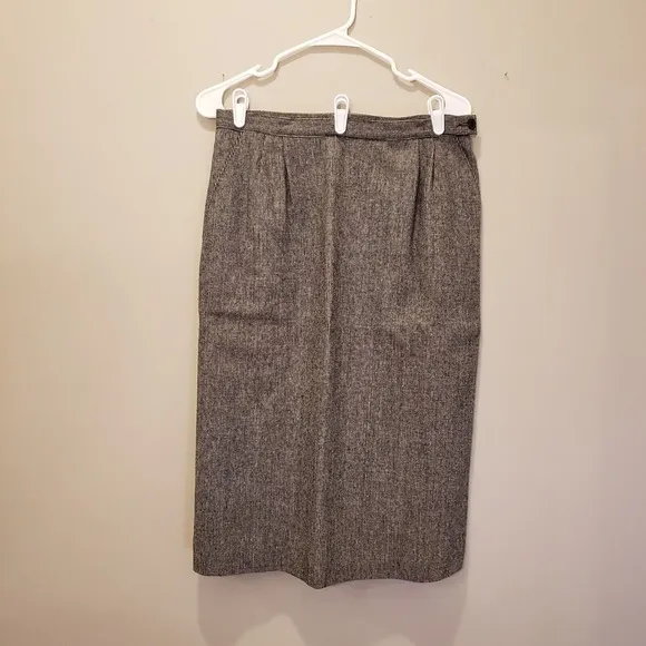Pendleton Wool Suit Skirt Set Black White Houndstooth Suit Size 12 Skirt Size 14