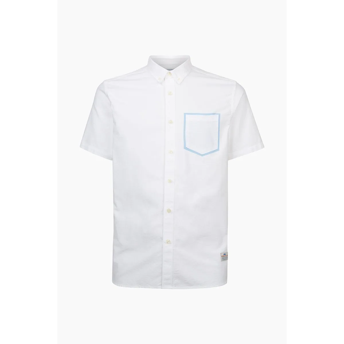 PENFIELD FENTON PRINTED POCKET SHORT SLEEVE OXFORD BUTTON SHIRT WHITE PFM521902117-WHT