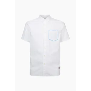 PENFIELD FENTON PRINTED POCKET SHORT SLEEVE OXFORD BUTTON SHIRT WHITE PFM521902117-WHT
