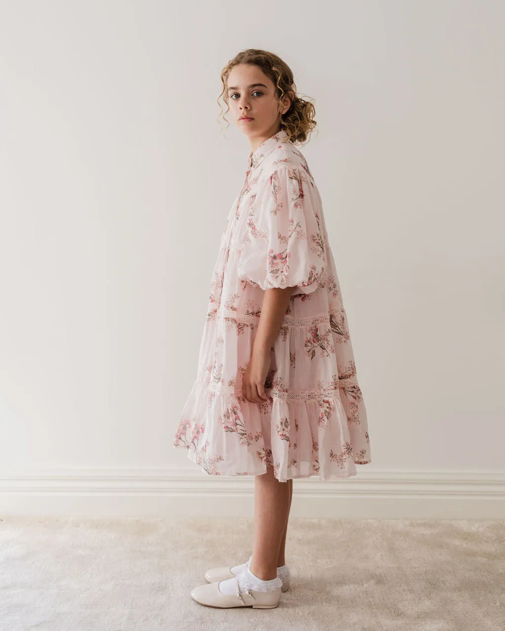 Petite Amalie Blush Orchid Linen Shirt Dress