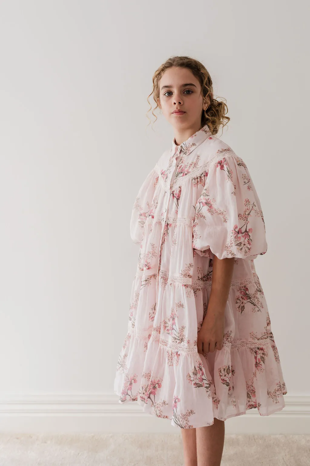 Petite Amalie Blush Orchid Linen Shirt Dress
