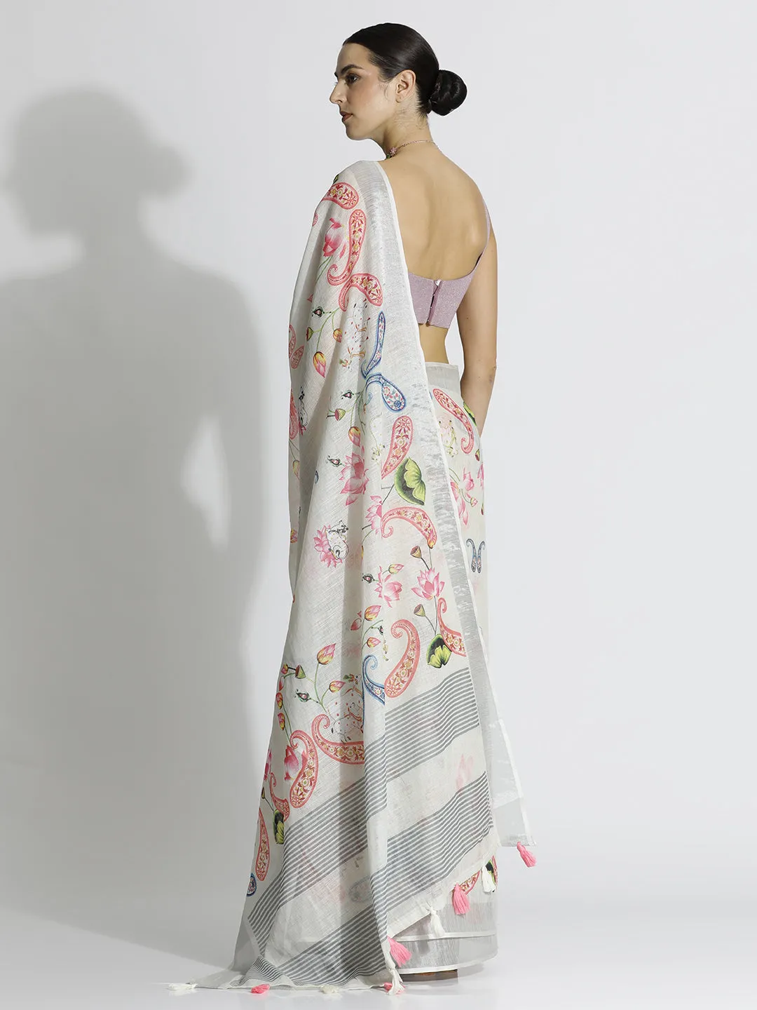 Pichwai Printed Daily Wear Pure Linen Saree