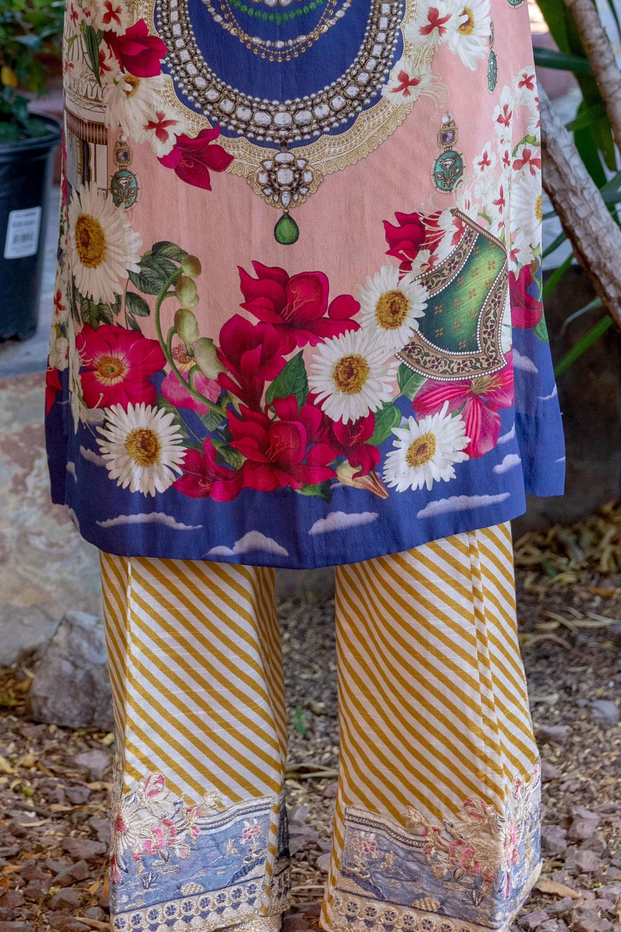 Pink and Blue Three Piece Suit - Salwar Kameez