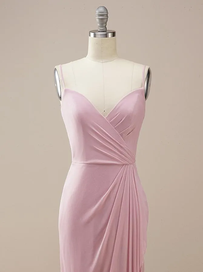 Pink Long Chiffon Bridesmaid Dress BM229