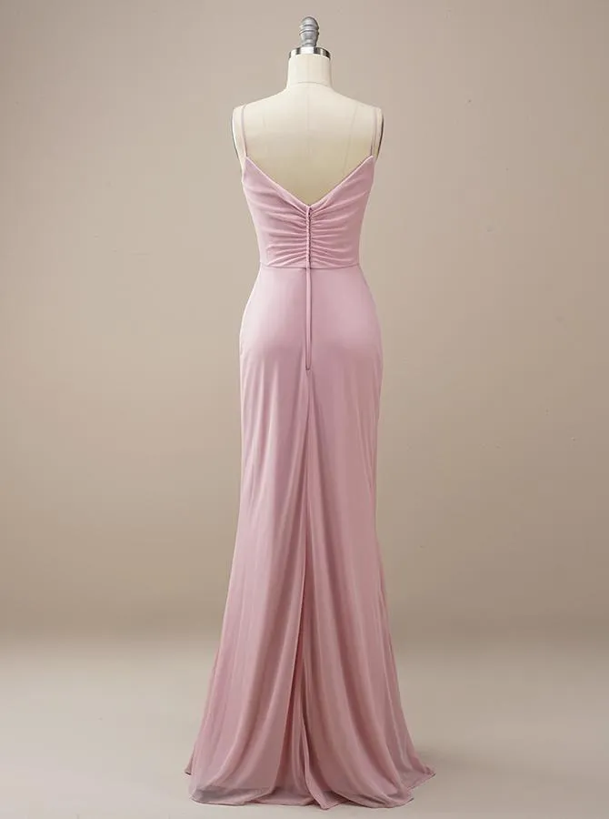 Pink Long Chiffon Bridesmaid Dress BM229