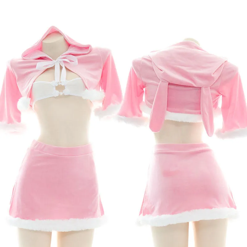 Pink Plush Hip Skirt Suit UB6182