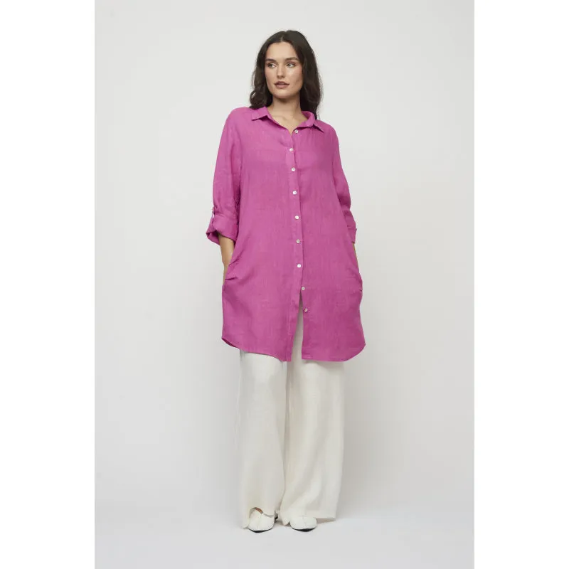 Pistache Linen Blouse Dress