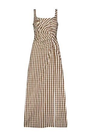 PLAID TAFFETA RUCHED TANK SHEATH