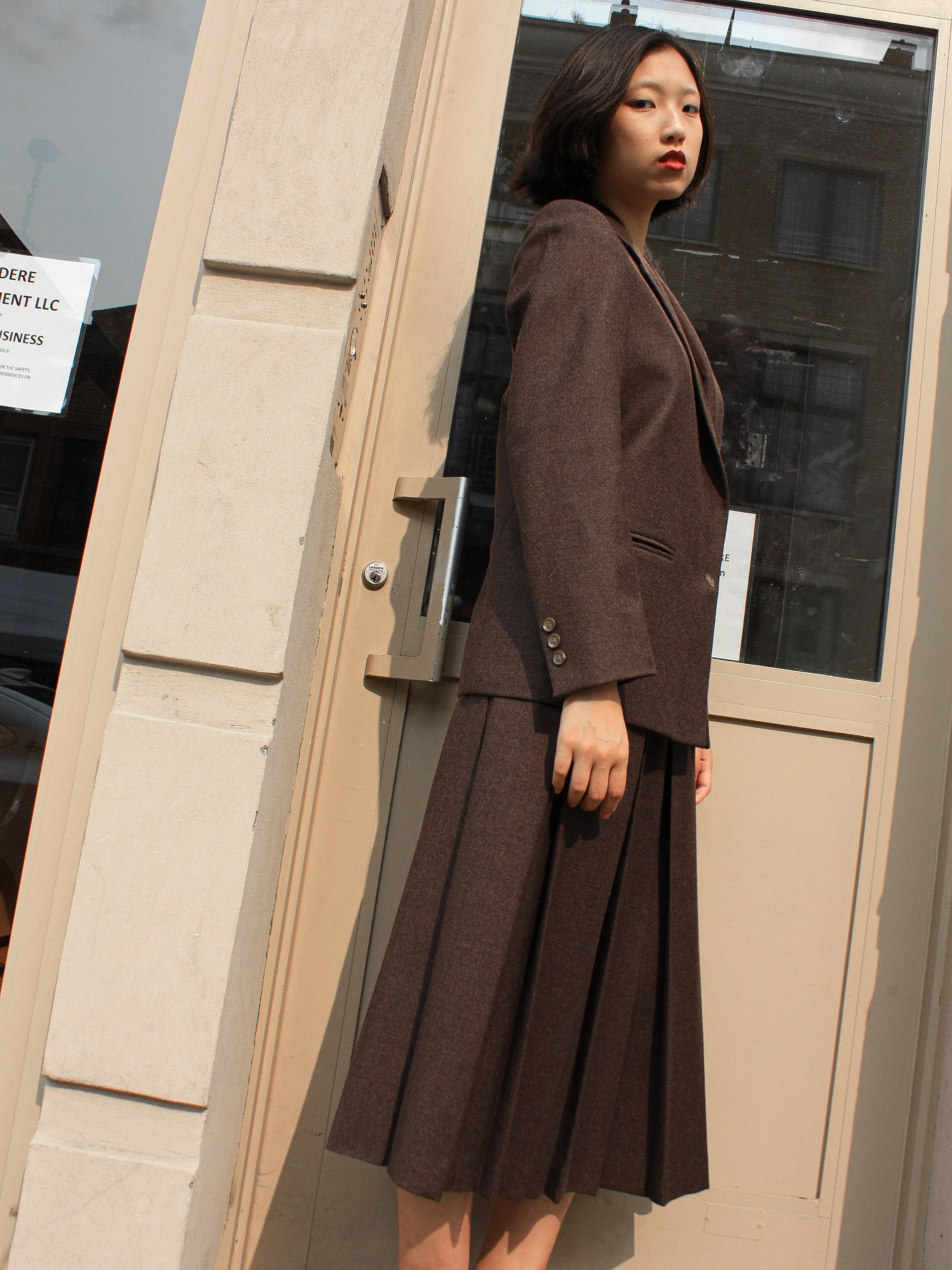 Pleated Wool Skirt Set