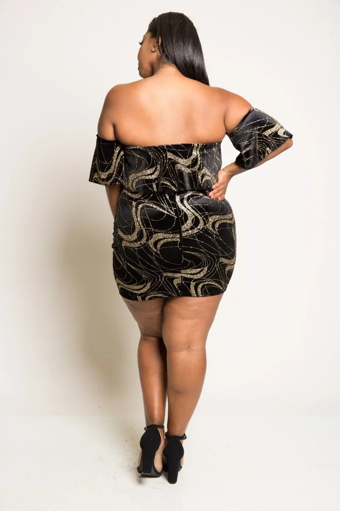 Plus Size Sexy Off Shoulder Glam Mini Dress