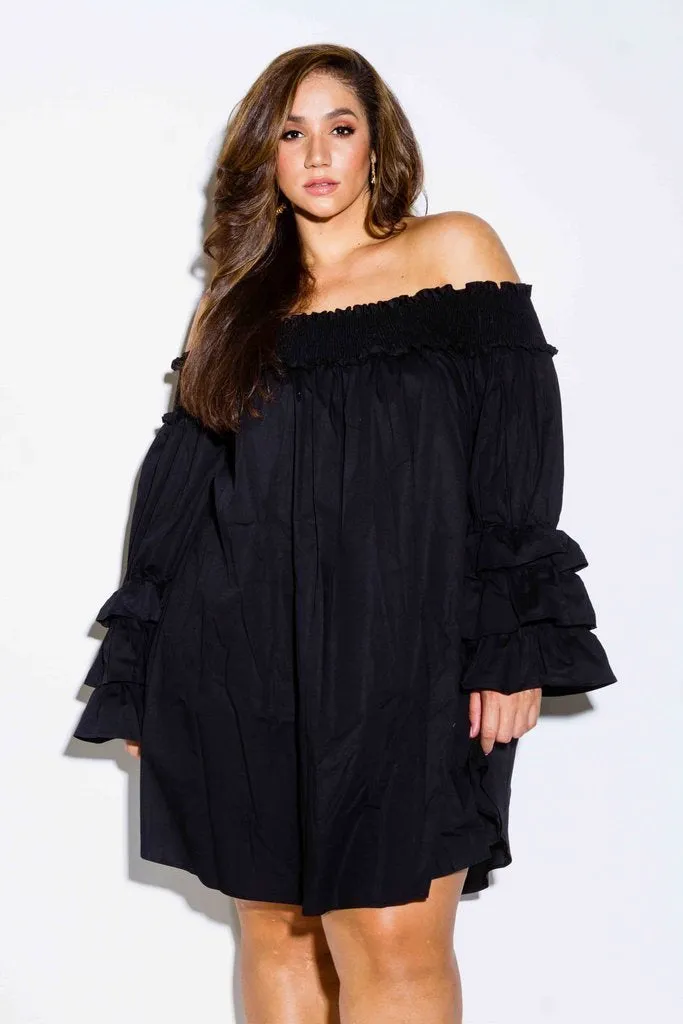 Plus Size Sexy Off Shoulder Smock Dress