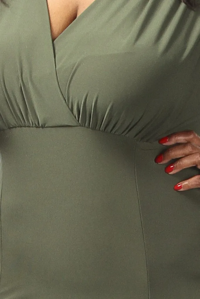 Plus Size Solid Double Slit V-neck Dress