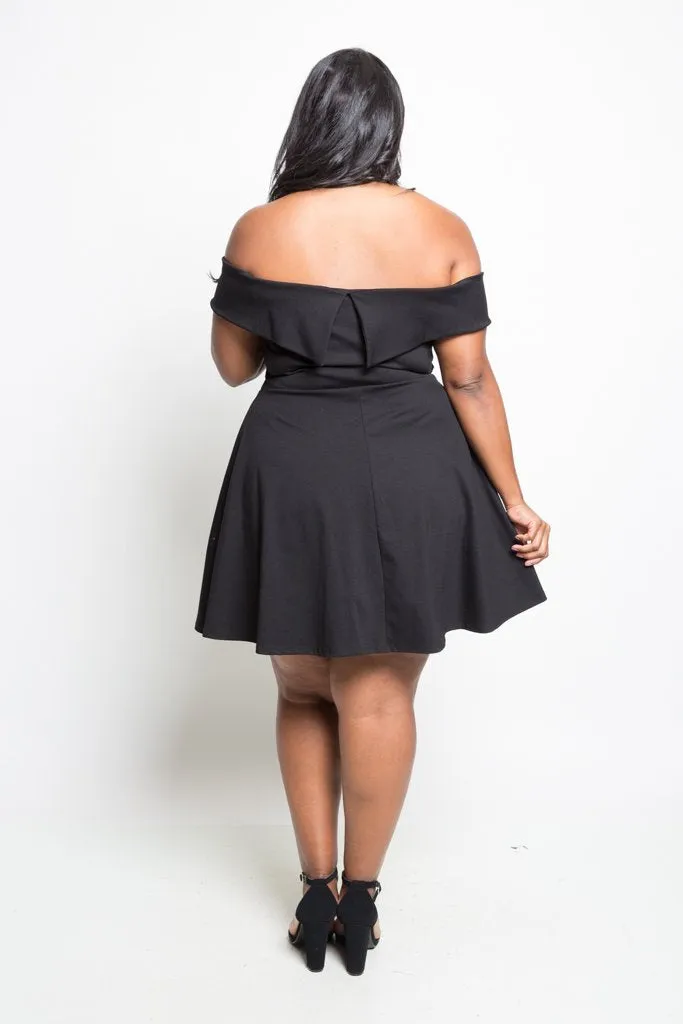 Plus Size Sweatheart Off-Shoulder Skater Dress