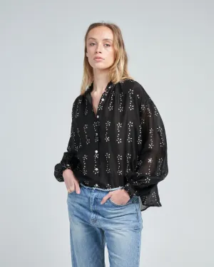 poet black daisy blouse
