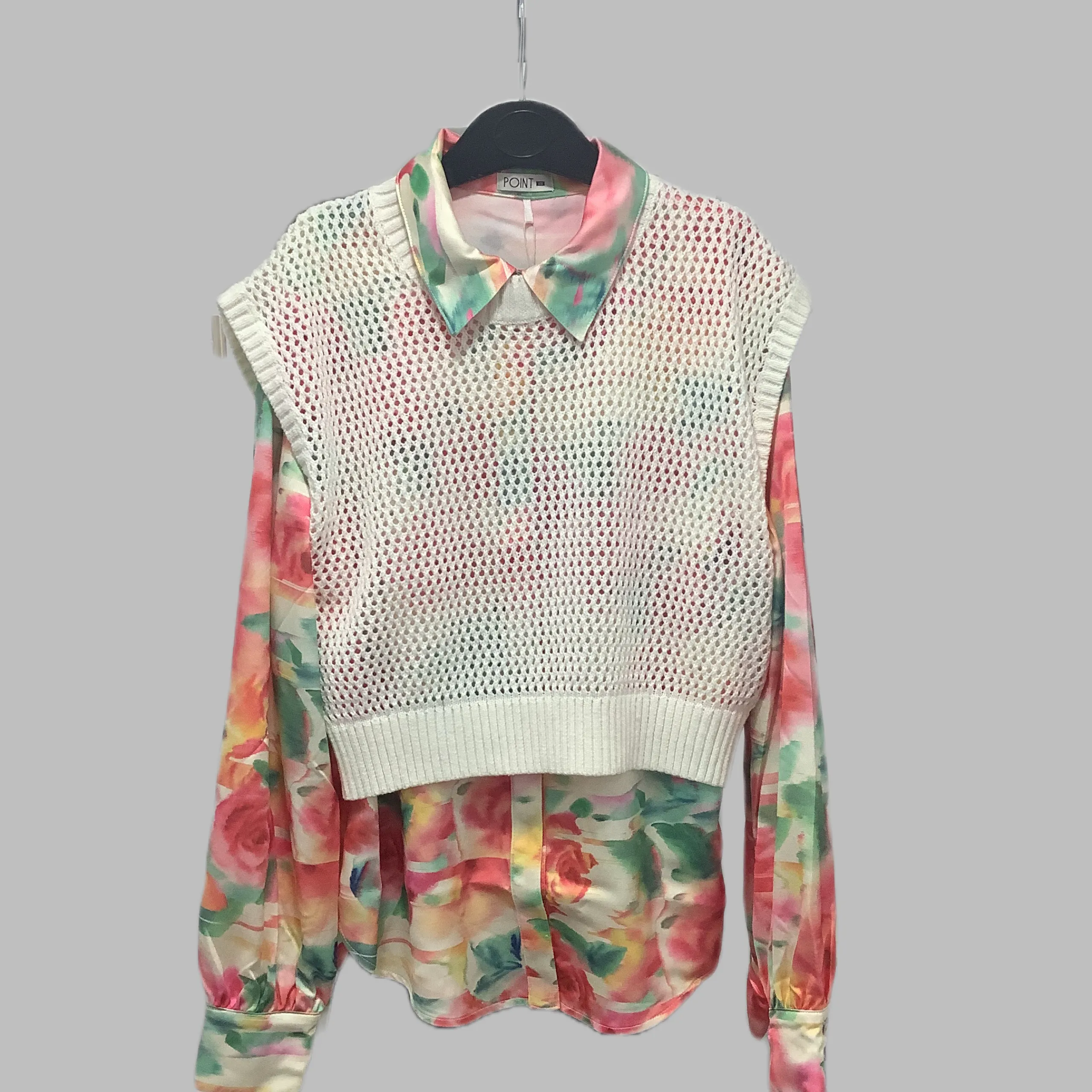 Point Satin Blouse in Brushed Floral