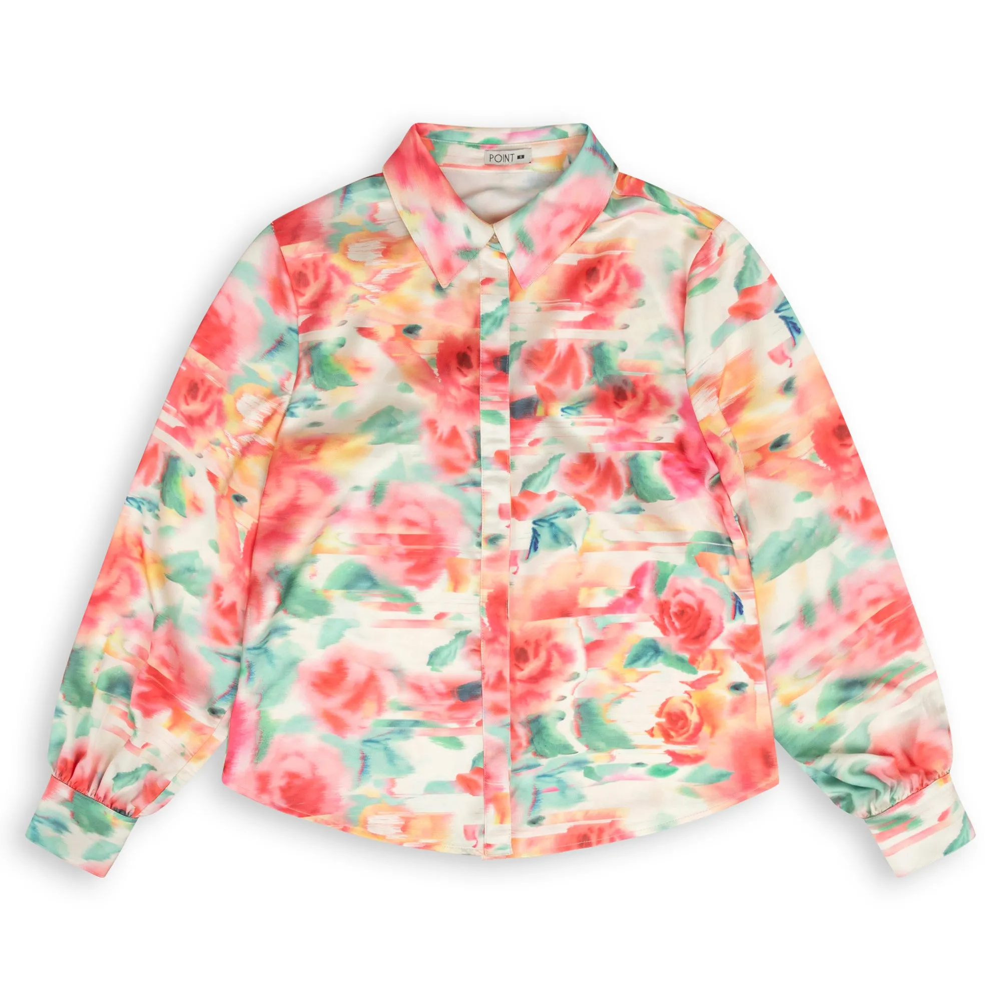 Point Satin Blouse in Brushed Floral